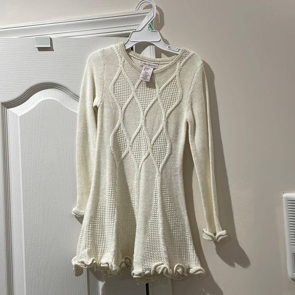 Catherine Malandrino 5/6 cream fit and flare sweater dress euc worn once